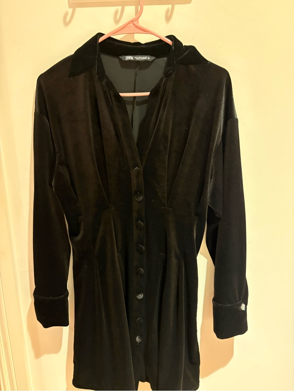 Zara Black Velvet Button-Down Dress Jacket